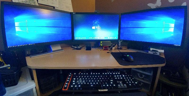 Triple Monitor Gaming PC and Multi task PC Windows 10 Pro
