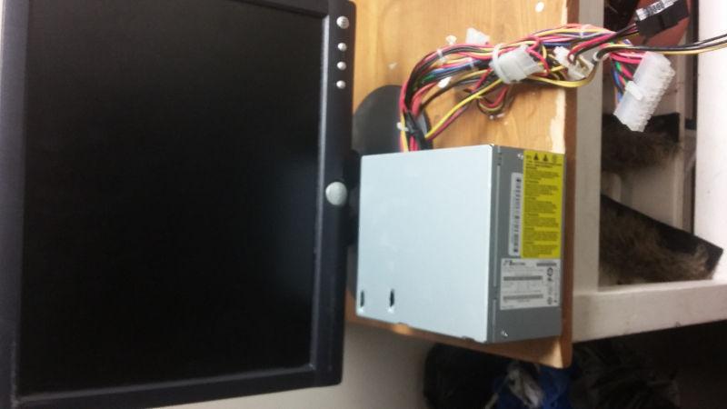250 watt powersupply , Dell 14 inch lcd monitor with cords