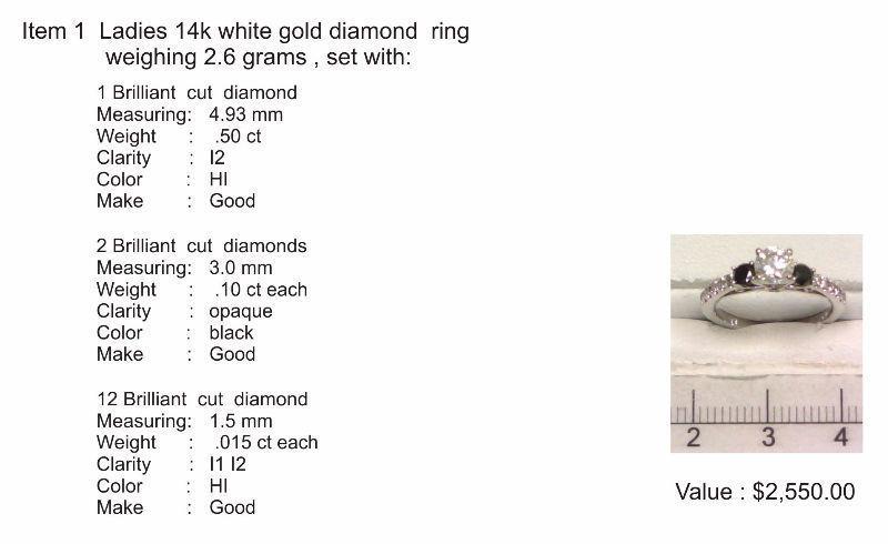 ladies 14k white gold diamond ring