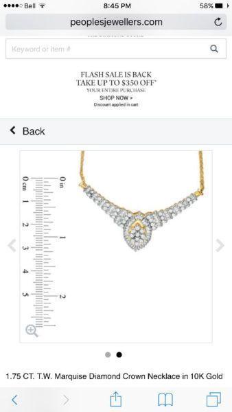 1.75 diamond neckless 10k gold