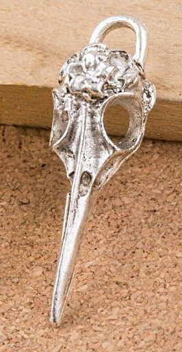 New Silver alloy Crow Raven Bird Skull Pendant Gothic Jewelry