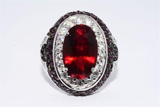 RUBY & WHITE SAPPHIRE RING SIZE 8.25