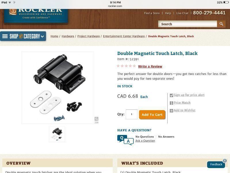 NEW ROCKLER DOUBLE MAGNETIC TOUCH LATCH