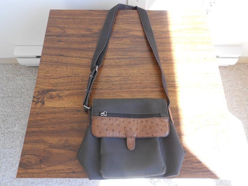 brown purse w/ leather trim