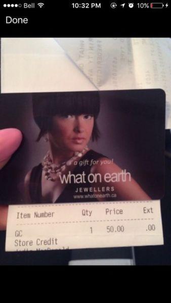 What on earth $50 gift card
