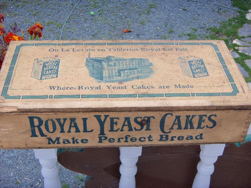 4 antique wooden crates,royal yeast cakes