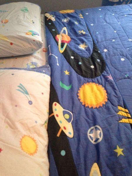 Space themed comforter & curtains