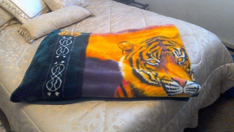 Fur Blanket with Tiger Design