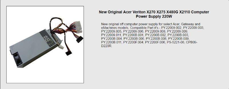 OEM Acer 220W, HP 200W, & Delta 650 Watt Computer Power Supplies
