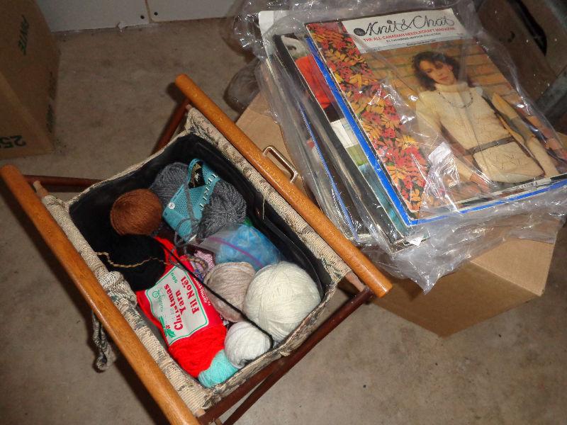 For Sale: Yarn, Knitting Tote, & Box of Knitting Patterns