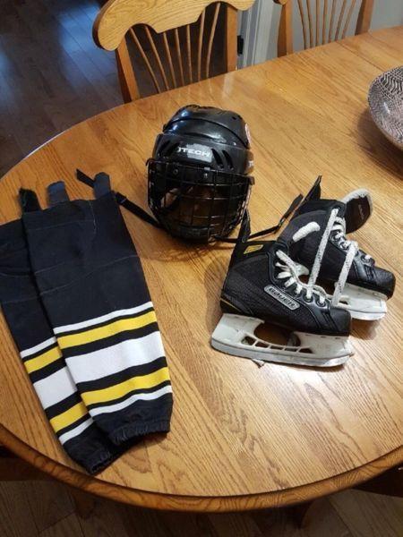 Hockey Skates, helmet and socks