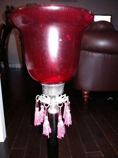 2 beautiful red glass candle holders