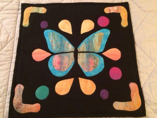 Quilted and appliqued butterfly wall hanging