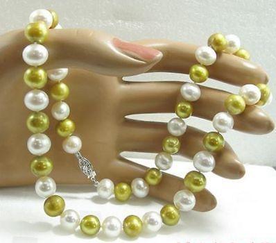 AUTHENTIC Green/Cream Fresh Water Pearl Necklace