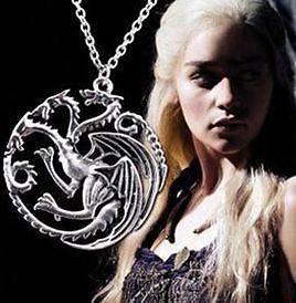 Classic movie Thrones Daenerys Targaryen Dragon Badge Necklace