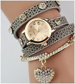 Heart pendant bracelet wristwatch