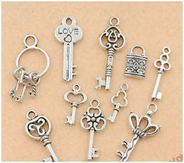 Tibetan Silver Tone Key Lock Love Charm Fashion Pendants