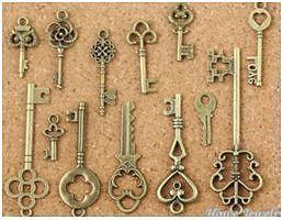 Vintage Charm Key Pendant Antique bronze Fit Bracelets Necklace