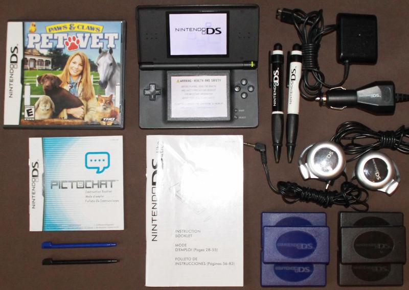 Black Nintendo DS Lite with Game & Accessories