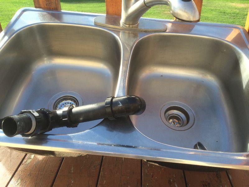 Double stainless steal kitchen sink with MOEN Fossett