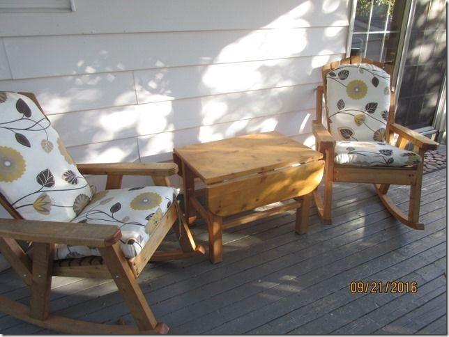 Cedar patio rockers and drop leaf table
