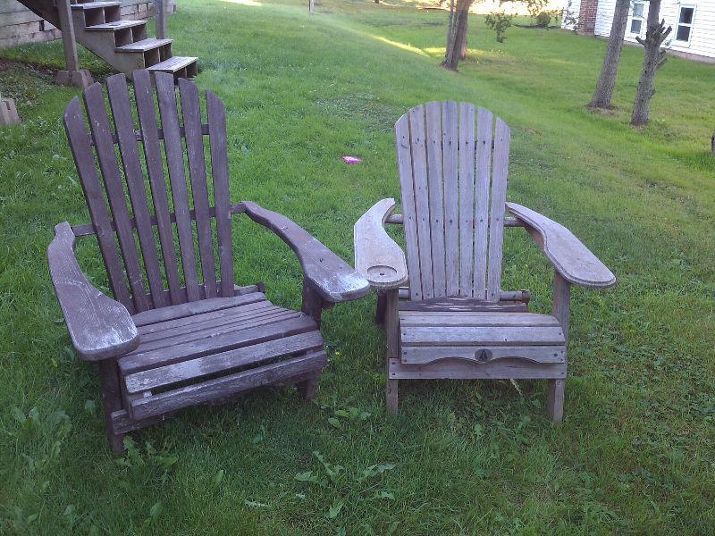 2 Folding Wooden Adirondack Chairs