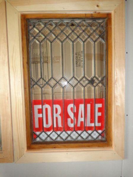 For Sale: Antique Beveled Leaded Glass Windows (67 pcs)