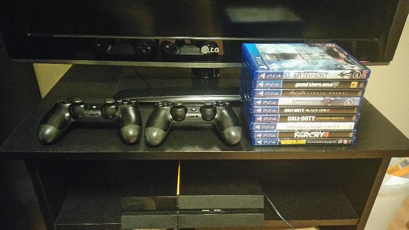 ps4, 2 controllers, 9 games