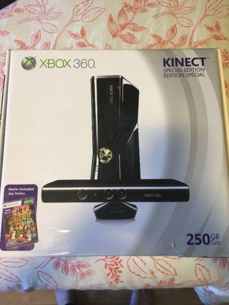 Xbox 360 250 gig + Kinect and Games