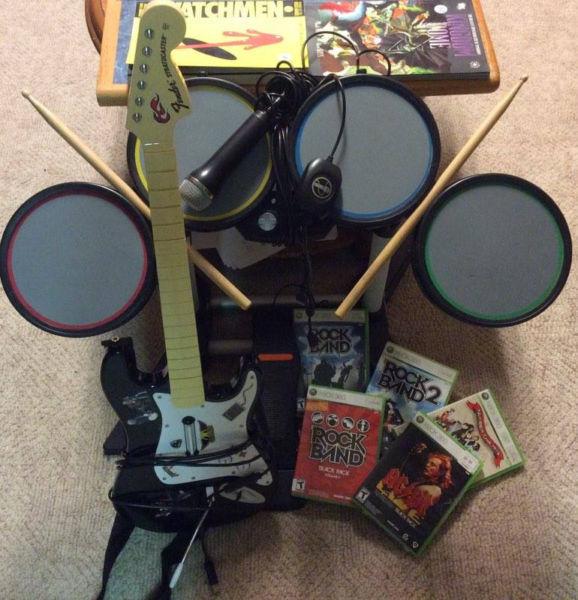 Rockband Bundle! Guitar, Drums, Mic and 5 Games!