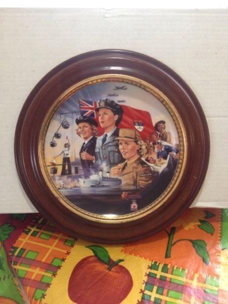 Canadian Military Collectible Plates W/ Hanging Frames