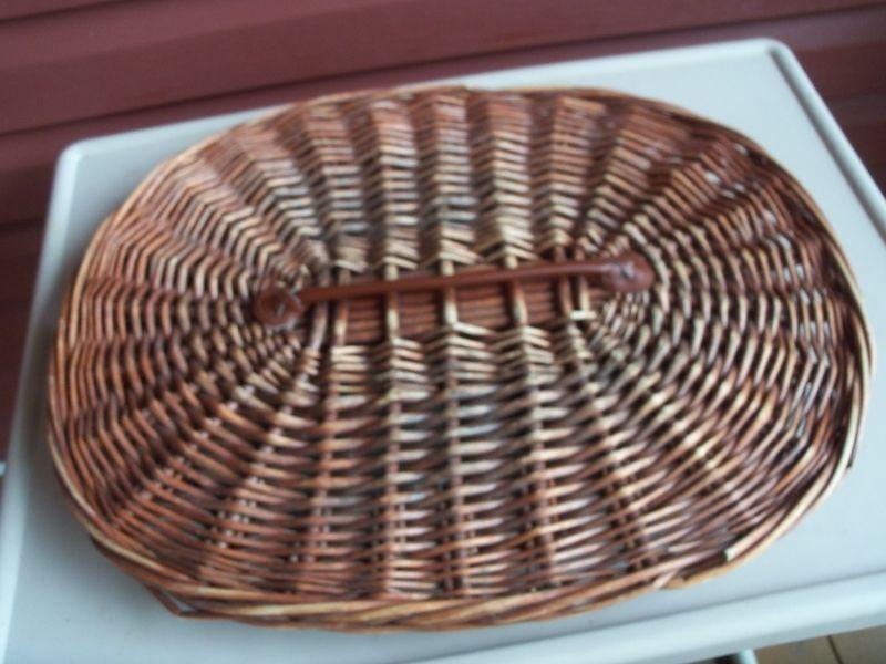 Large size Wicker Laundry Basket with liner and leather handle!