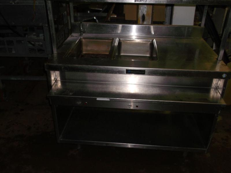 Steam Table - 2 well with double overshelf, #473-14