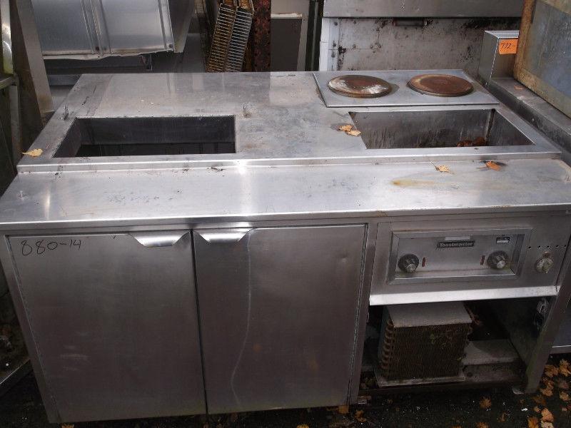 Refrigerated Prep Table w 2 Burners, 1 Hot well, #880-14