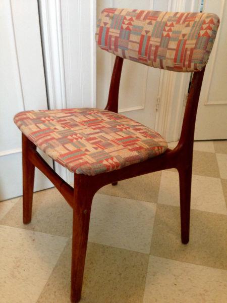 Antique Danish Teak Chair with Original Mid Century Geometric