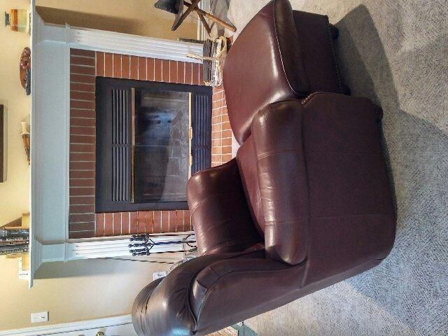 LEATHER Quality CHAIR and OTTOMAN Deep Rich Maroon