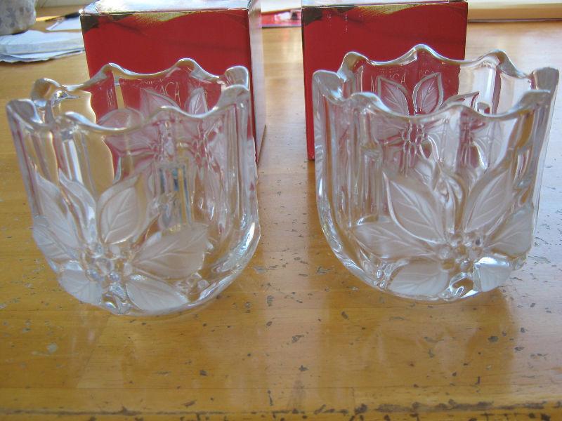 NEW 2 MIKASA Poinsttia Votive Candle Holders