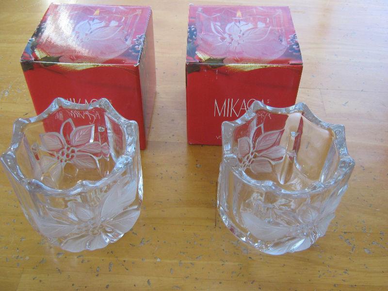 NEW 2 MIKASA Poinsttia Votive Candle Holders