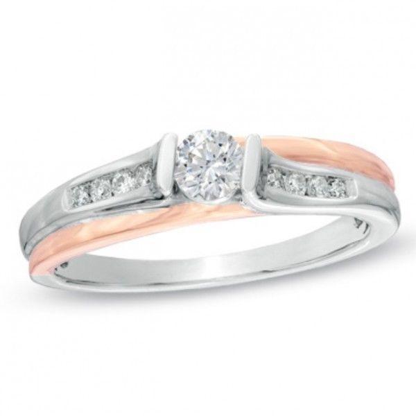14k engagement white and rose gold ring .50 retail 2000