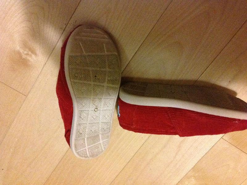 Toms shoes size 8 one red pair and one leopard print