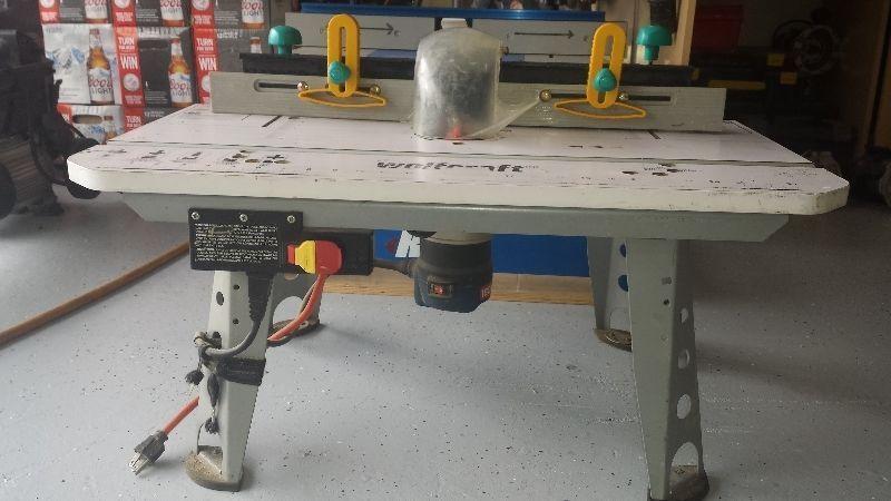 Wolfcraft router table with router