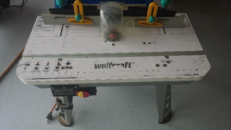 Wolfcraft router table with router