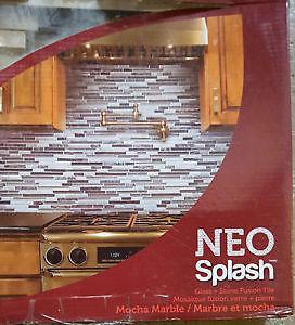 Neo Splash Glass + Stone Fusion Tile Mocha Marble