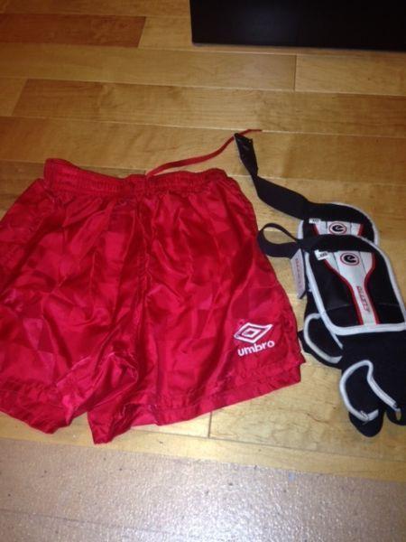 Soccer Shorts (Umbro) and Shin Pads