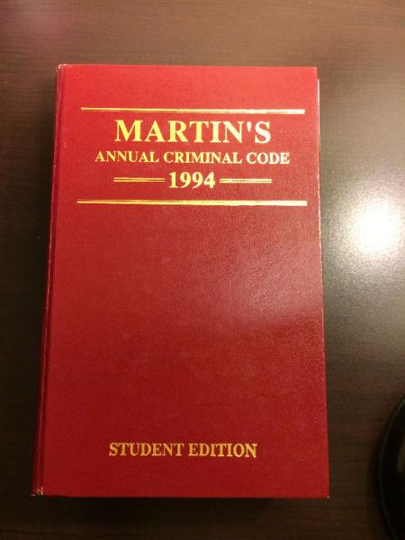 Martin's Annual Criminal Code (1994) - harcover - only $3