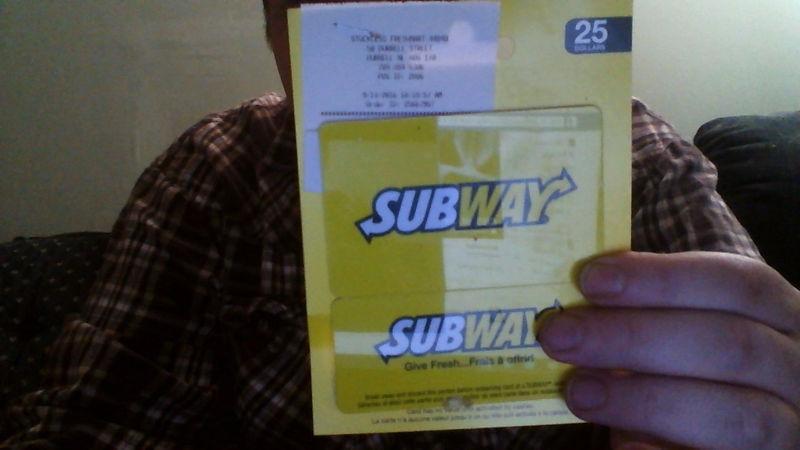 Subway gift card 25$