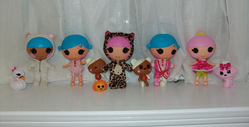 Lalaloopsy Litttles Dolls lot of 5 plus 5 Pets