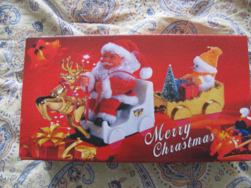Vintage Christmas Santa Sleigh with Reindeer, passenger toy car