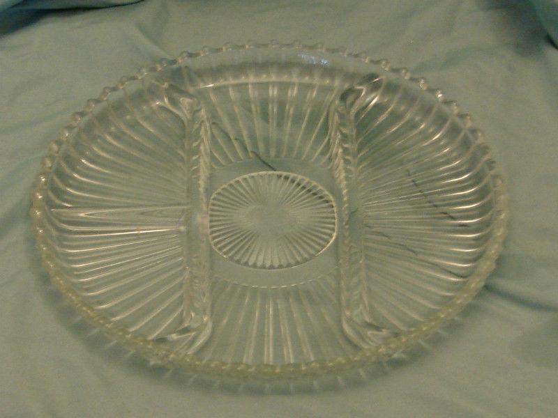Vintage Round Glass Relish Dish