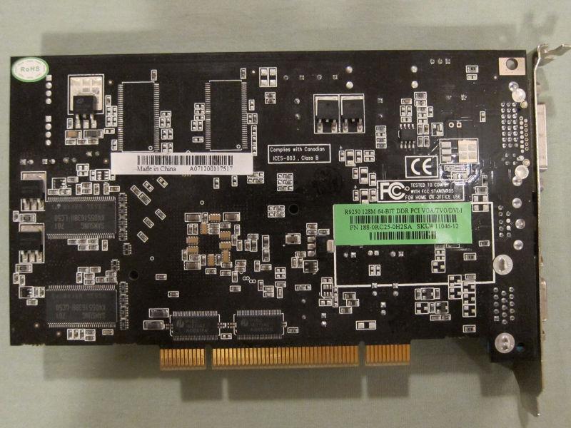 Sapphire ATI R9250 128MB PCI VGA/TVO/DVI-I Video Card